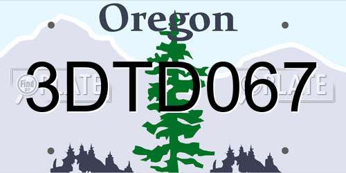 3DTD067 Oregon License Plate