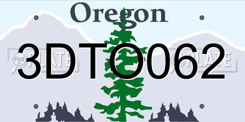 3DTO062 Oregon License Plate