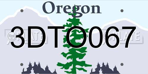 3DTO067 Oregon License Plate