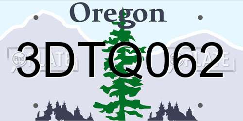 3DTQ062 Oregon License Plate