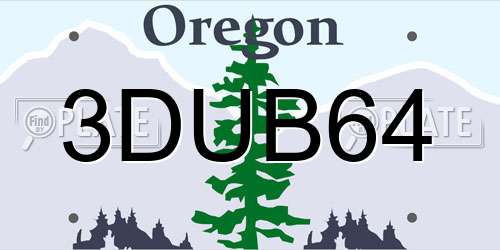 3DUB64 Oregon License Plate