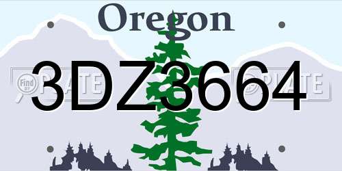 3DZ3664 Oregon License Plate