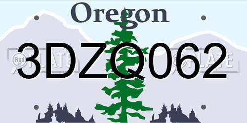 3DZQ062 Oregon License Plate