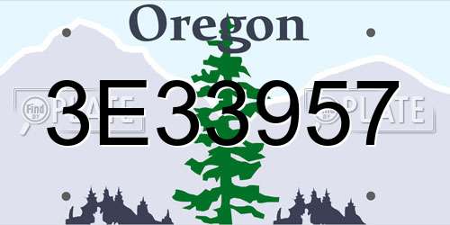 3E33957 Oregon License Plate