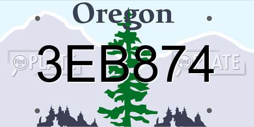 3EB874 Oregon License Plate