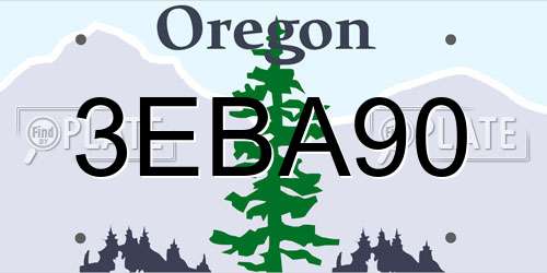3EBA90 Oregon License Plate