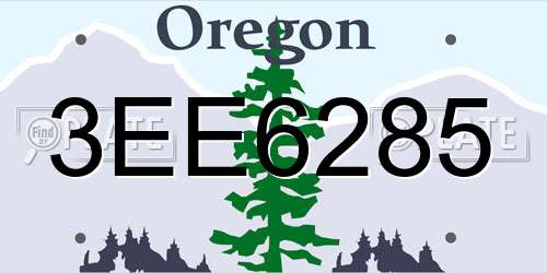 3EE6285 Oregon License Plate