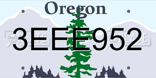 3EEE952 Oregon License Plate