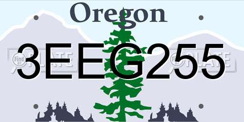 3EEG255 Oregon License Plate
