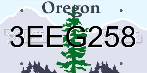 3EEG258 Oregon License Plate