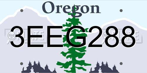 3EEG288 Oregon License Plate