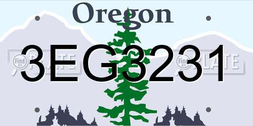 3EG3231 Oregon License Plate
