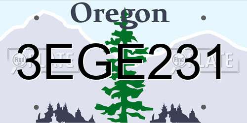 3EGE231 Oregon License Plate