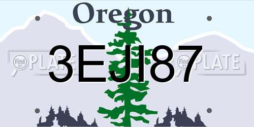 3EJI87 Oregon License Plate