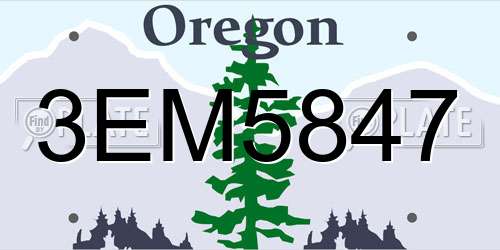 3EM5847 Oregon License Plate