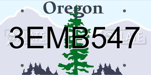 3EMB547 Oregon License Plate