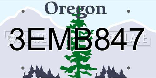 3EMB847 Oregon License Plate