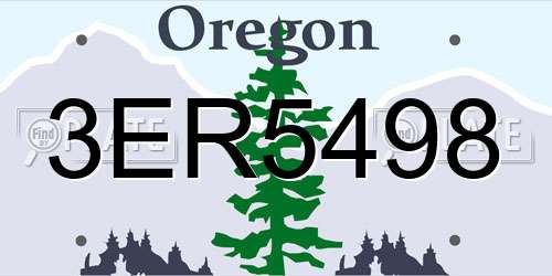 3ER5498 Oregon License Plate