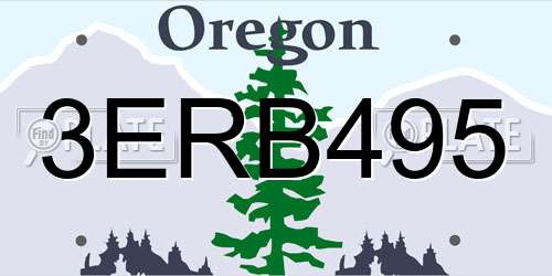 3ERB495 Oregon License Plate