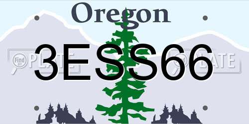 3ESS66 Oregon License Plate