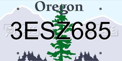 3ESZ685 Oregon License Plate