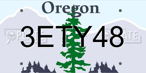 3ETY48 Oregon License Plate