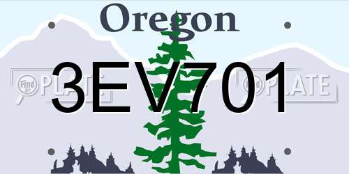 3EV701 Oregon License Plate