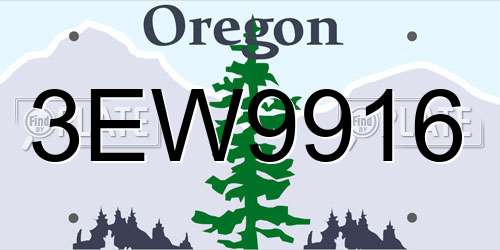 3EW9916 Oregon License Plate