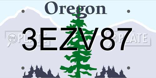 3EZV87 Oregon License Plate