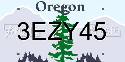 3EZY45 Oregon License Plate