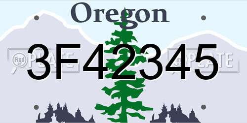 3F42345 Oregon License Plate