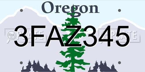 3FAZ345 Oregon License Plate