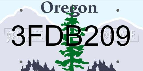 3FDB209 Oregon License Plate