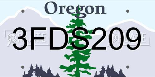 3FDS209 Oregon License Plate
