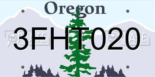 3FHT020 Oregon License Plate
