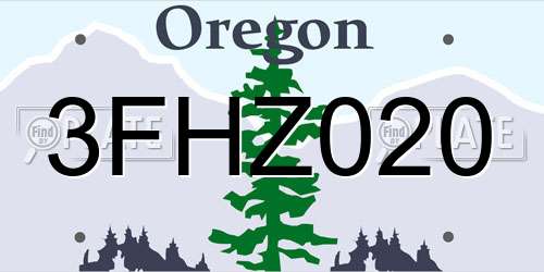 3FHZ020 Oregon License Plate