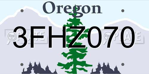 3FHZ070 Oregon License Plate