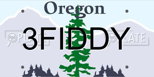 3FIDDY Oregon License Plate