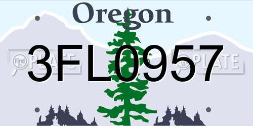 3FL0957 Oregon License Plate