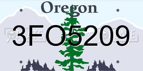 3FO5209 Oregon License Plate