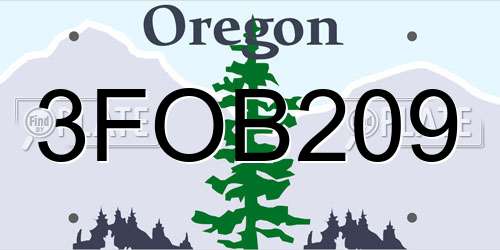 3FOB209 Oregon License Plate