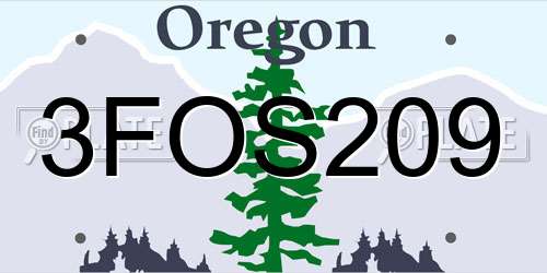 3FOS209 Oregon License Plate