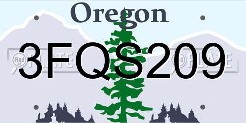 3FQS209 Oregon License Plate