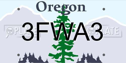 3FWA3 Oregon License Plate