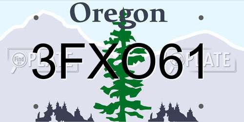 3FXO61 Oregon License Plate