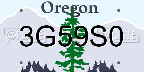 3G59S0 Oregon License Plate