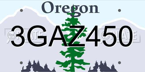 3GAZ450 Oregon License Plate