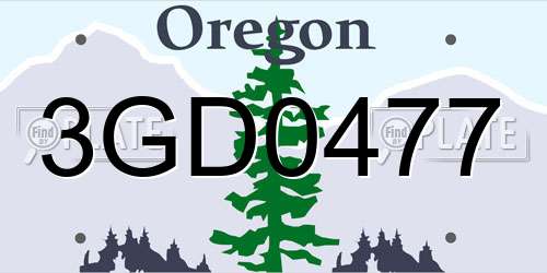 3GD0477 Oregon License Plate