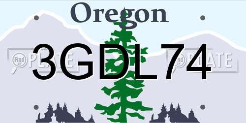 3GDL74 Oregon License Plate