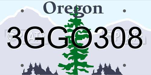 3GGO308 Oregon License Plate
